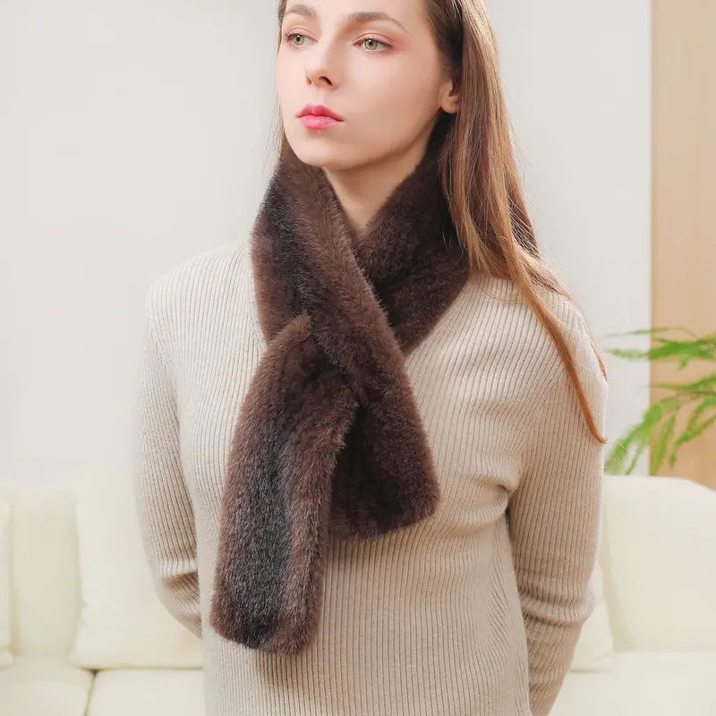 Faux Fur Tiny Scarf -Luxurious Skin-friendly Minimalistic Design for Stylish Outfits & Elegant Neckwear Portable