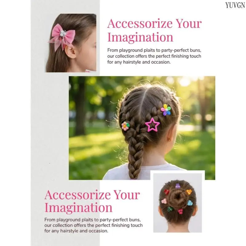 546-Piece Elastic Hair Accessory Set - Cute Colorful Cartoon Clips, Flower Barrettes, Ties for Daily Wear, Party, Playful Look, Flower Barrette Fun, Mix and Match for Fresh Daily Looks (546 Styles Inside)