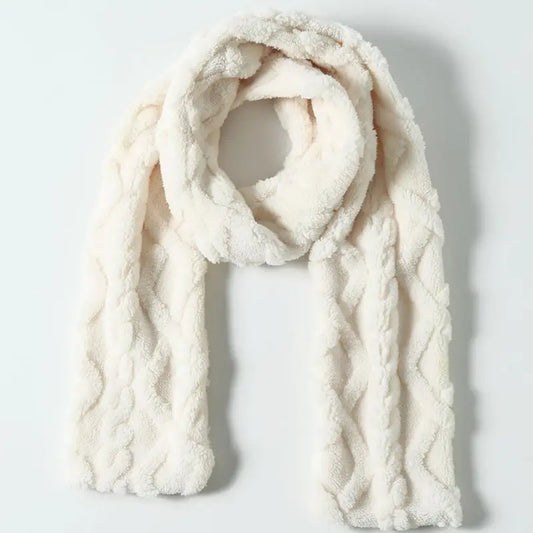 Cute 1pc Embossed Plush Scarf For Daily Women Accessories Women Winter Fall