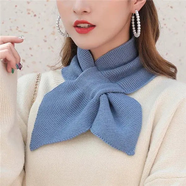 BIGWIG Women's Knitted Terry Scarf - Winter Warm Solid Color, Sweet Retro, Fashionable Knotted Fishtail, Casual Soft Shawl