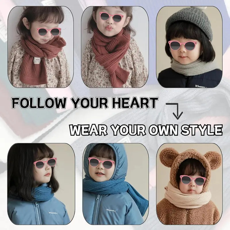 P-HDW05 Kids Scarf Soft Warm Knit Neck Warmer Winter Classic Scarf for Boys Girls
