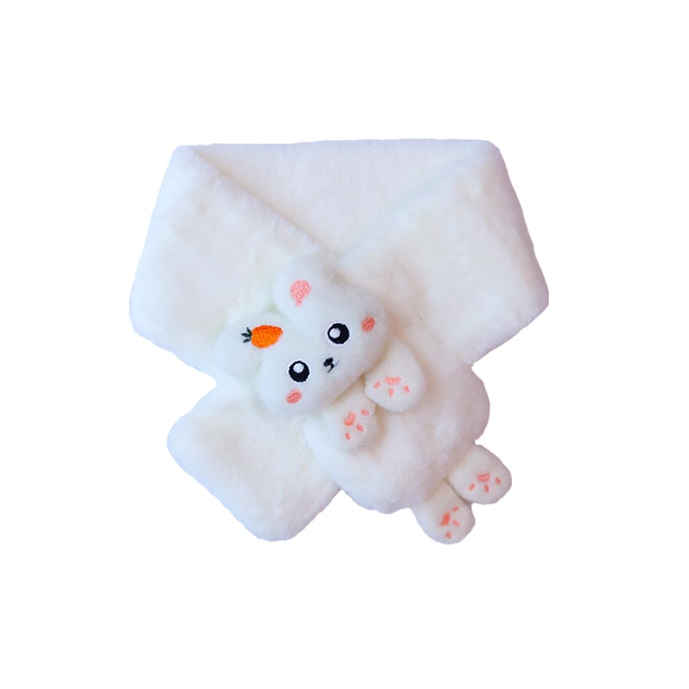 Ruby&Tang Toddler Girl Scarf Warmer Kids Bunny Scarves Outdoor Furry Rabbit For Children 2t 3t 4t 2-9Years