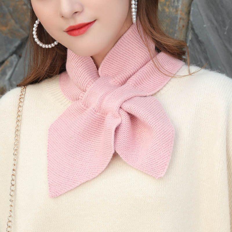 BIGWIG Women's Knitted Terry Scarf - Winter Warm Solid Color, Sweet Retro, Fashionable Knotted Fishtail, Casual Soft Shawl