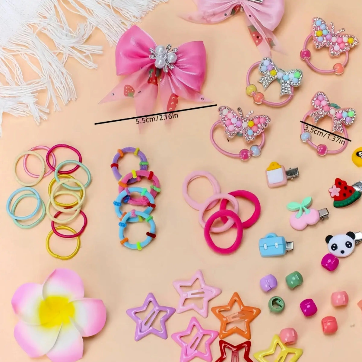 546 Pcs Girls' Hair Accessories Set, Colorful Cartoon Hair Clips, Flower Barrettes & Elastic Hair Ties for Daily Wear, School & Birthday Gifts