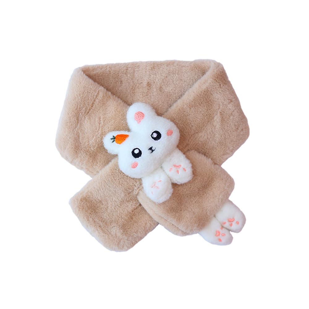 Ruby&Tang Toddler Girl Scarf Warmer Kids Bunny Scarves Outdoor Furry Rabbit For Children 2t 3t 4t 2-9Years
