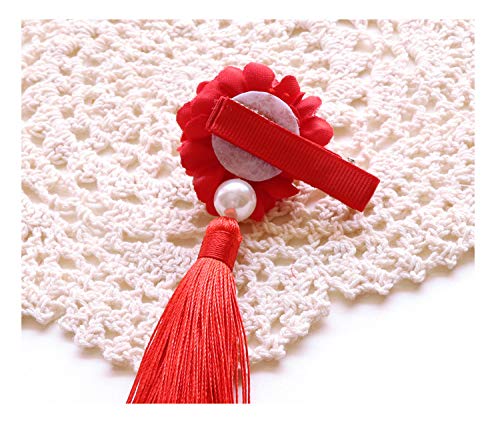 CÉLLOT 6Pcs Chinese Style Hairy Furry Balls Bows Clips for Girls Kids Child