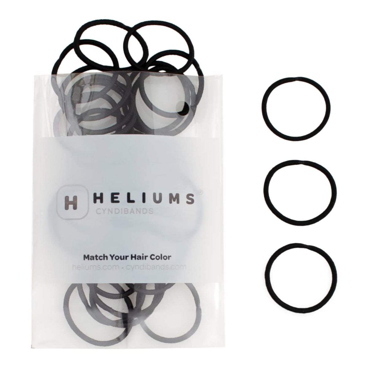 Heliums Small Hair Ties - Gray - No Damage Mini 1 Inch Reusable 2mm Elastics for Thin Hair and Kids, Neutral Ponytail Holders - 48 Count