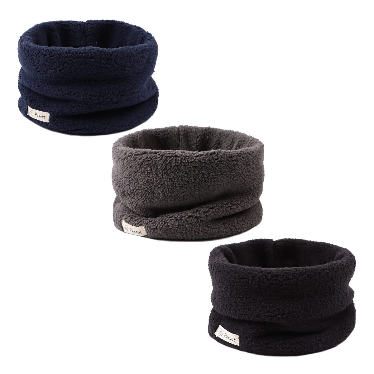 Zsedrut Fleece Warm Kids Scarf Thick Velvet Boys Girls Round Scarves Winter