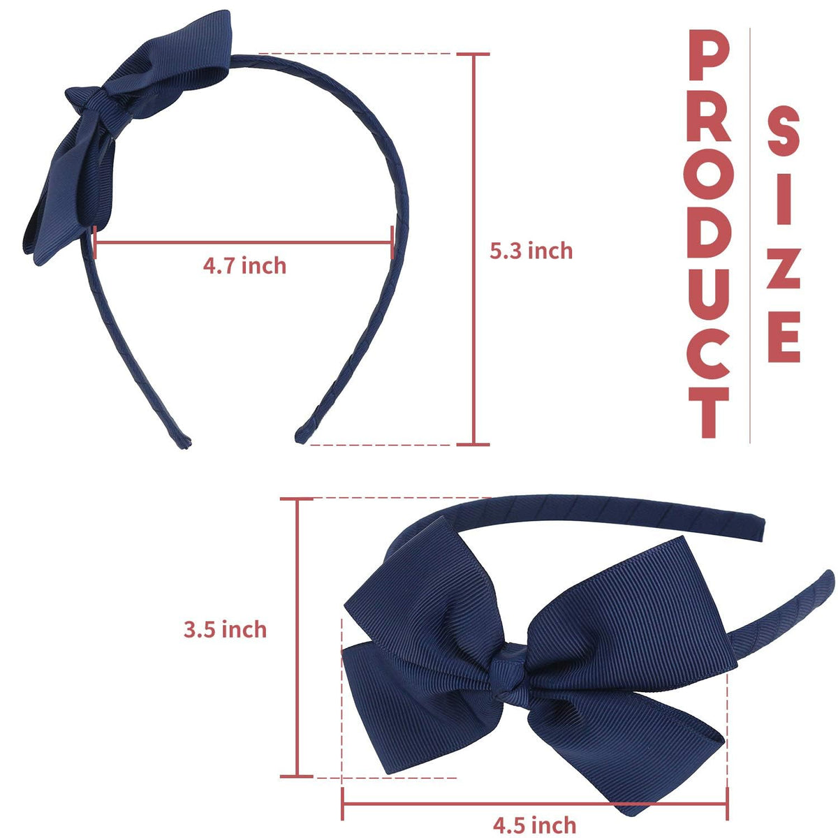 Fashion Cute Navy Blue Bow Headband Back to School Headbands for Girls Toddlers.
