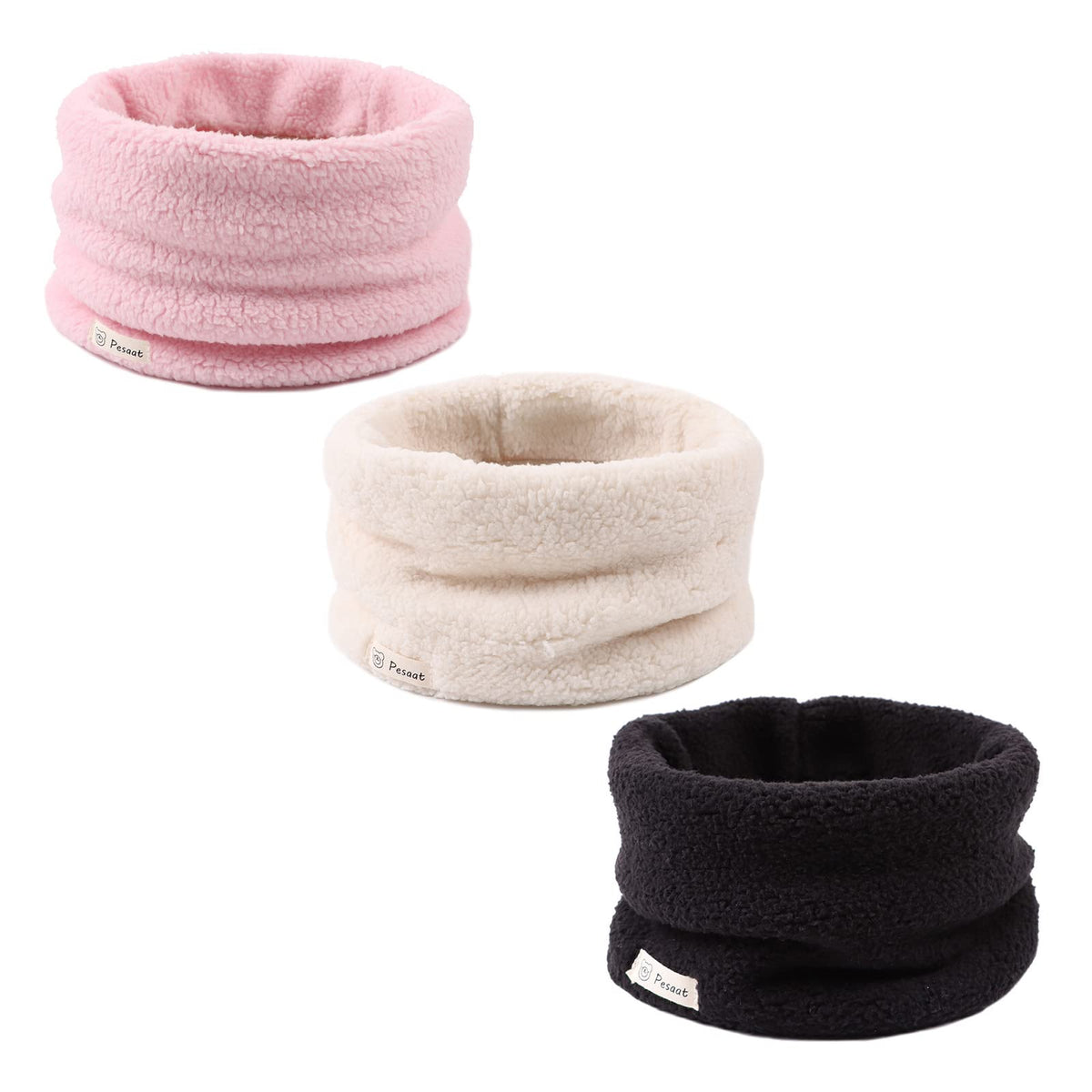 Zsedrut Fleece Warm Kids Scarf Thick Velvet Boys Girls Round Scarves Winter