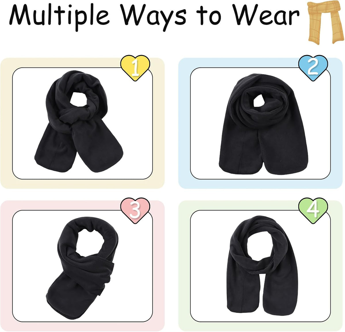 Zsedrut Toddler Winter Scarf Girl Fleece Neck Warmer Solid Color Warm Scarf