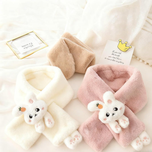 Ruby&Tang Toddler Girl Scarf Warmer Kids Bunny Scarves Outdoor Furry Rabbit For Children 2t 3t 4t 2-9Years