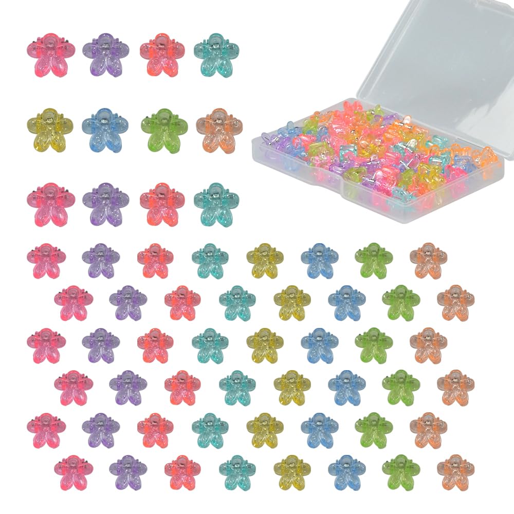 Mini Flower Hair Clip Flower Clips,Colorful Mini Hair Claw,for Women, Girls,Baby, Toddler Bangs Strong Grip Small Tiny Rainbow Hair Clips (50, Matte Colors)