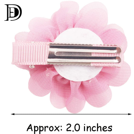 DED 40PCS 2" Chiffon Flower Hair Bows Clips for Girls Infants Toddlers
