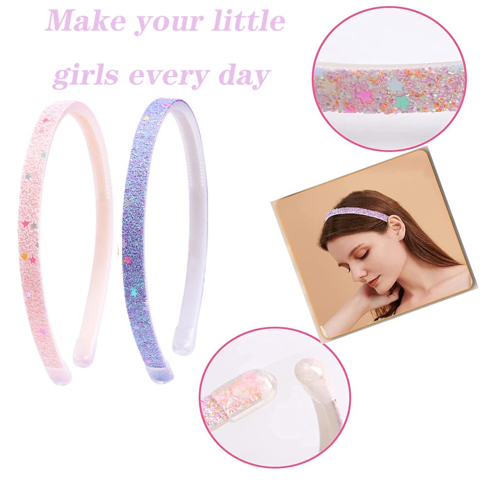 6 Pack Girls Headbands Glitter Kids Hair Accessories Bow/Heart/Star Shaped Sweet Hairband For Toddler/Girls/Teens