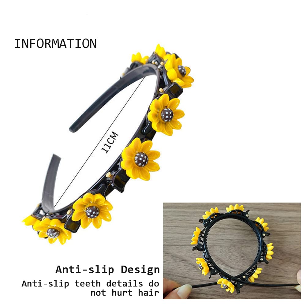 Hairpin, Sweet Princess Hairstyle Hairpin for Girl, Double Layer Headbands with Clips Twist Plait, 4 Pcs