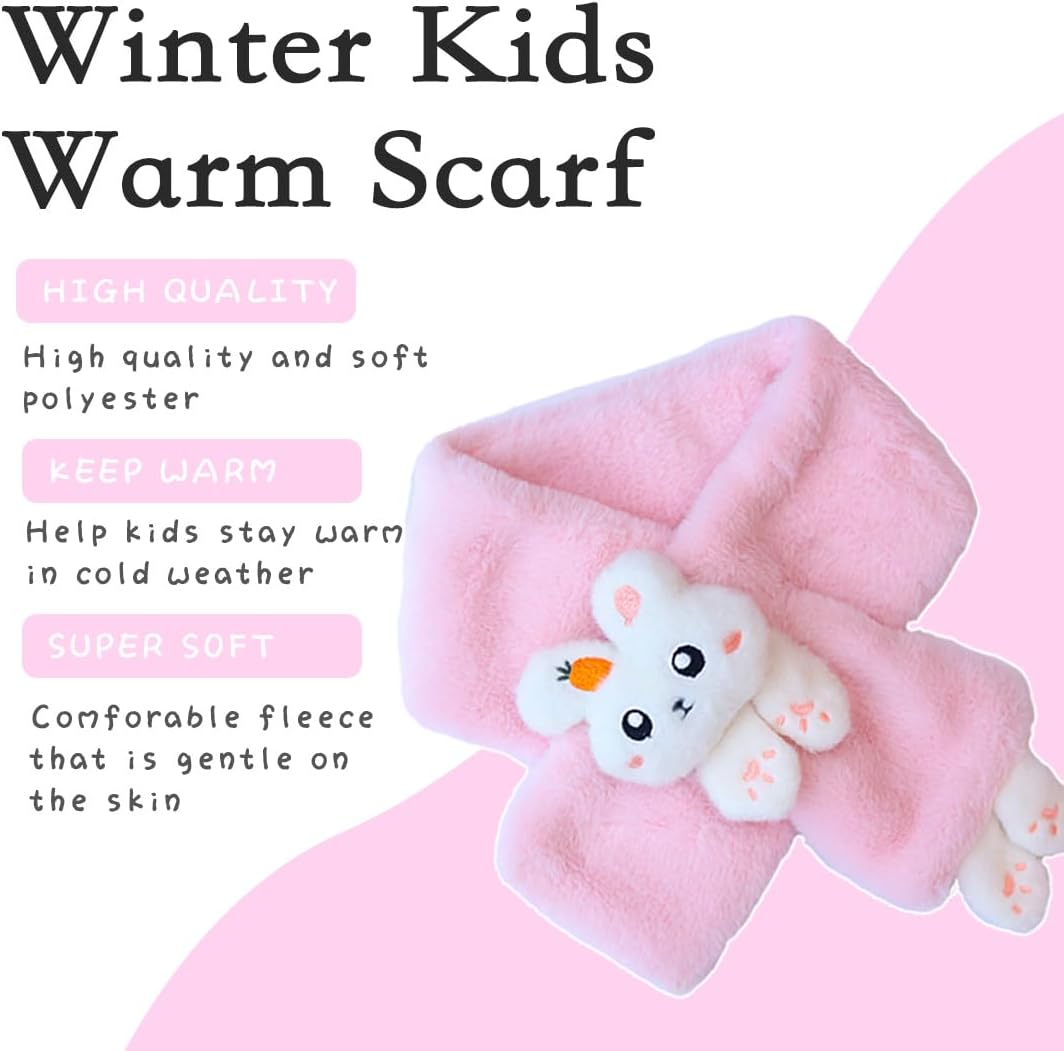 Ruby&Tang Toddler Girl Scarf Warmer Kids Bunny Scarves Outdoor Furry Rabbit For Children 2t 3t 4t 2-9Years