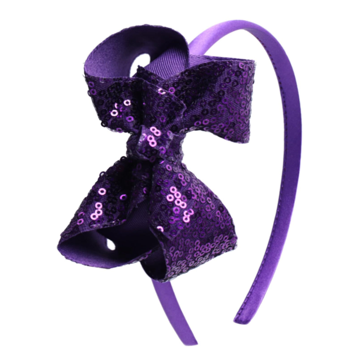Sparkle Glitter Sequin Bow Headband for Children Girls- Boutique Style Hair Accessory with Bow Ribbon - 1 Piece (Hot Pink)