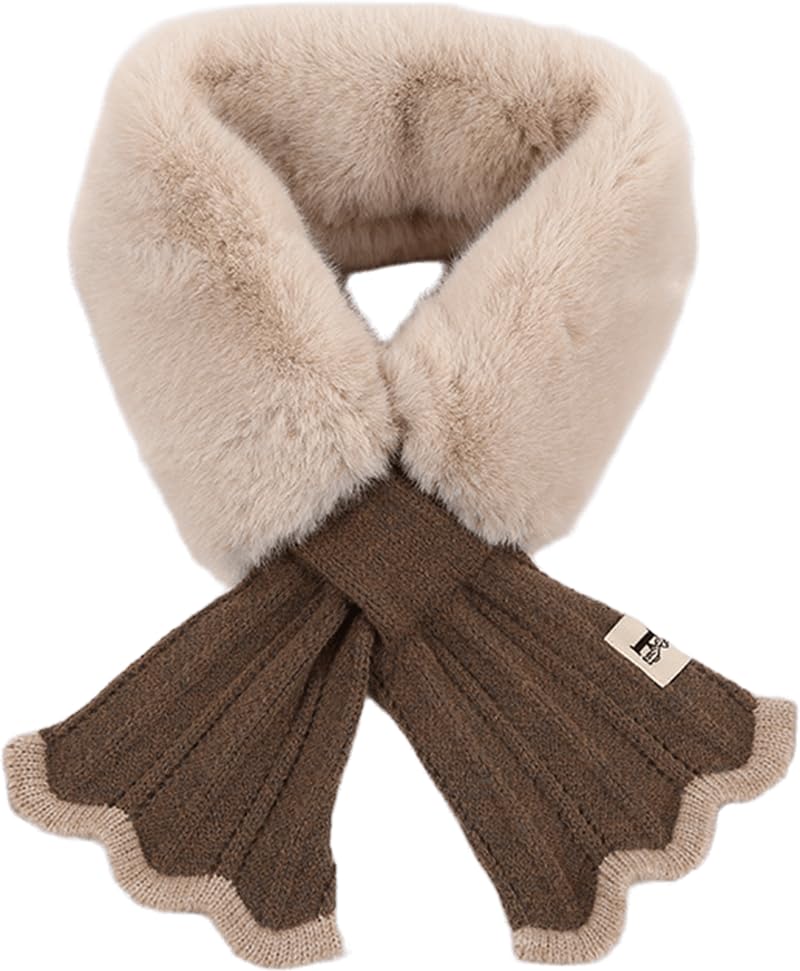 INOGIH Kids Girls Winter Fur-Collar-Scarf Cold-Weather Warm-Neck-Shrug for 5-10 Years Old