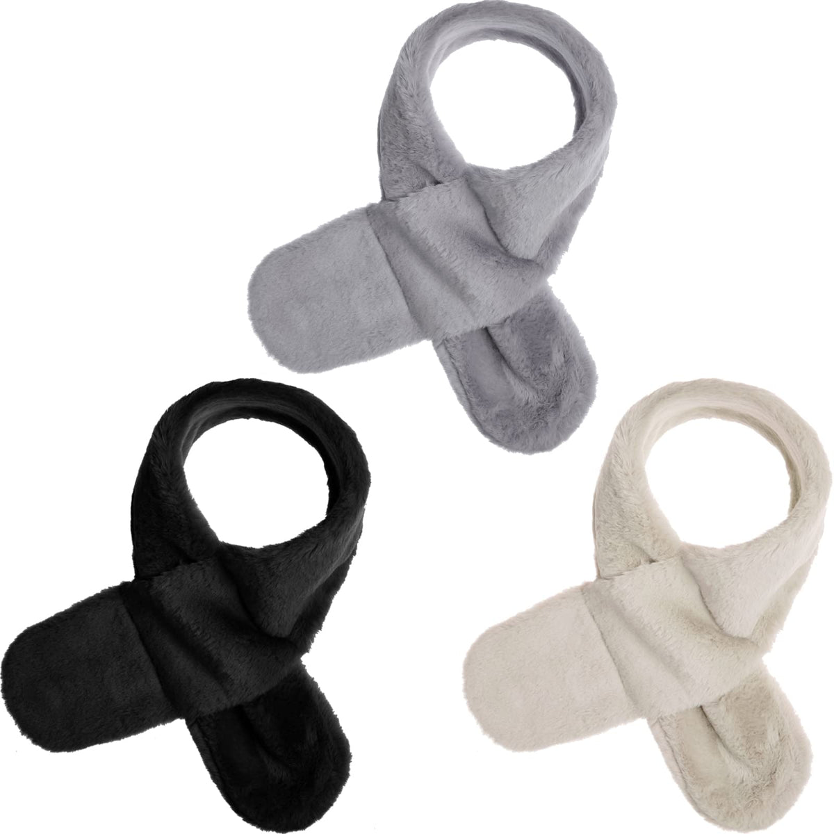 SATINIOR 3 Pieces Kids Winter Scarf Fleece Collar 3Color