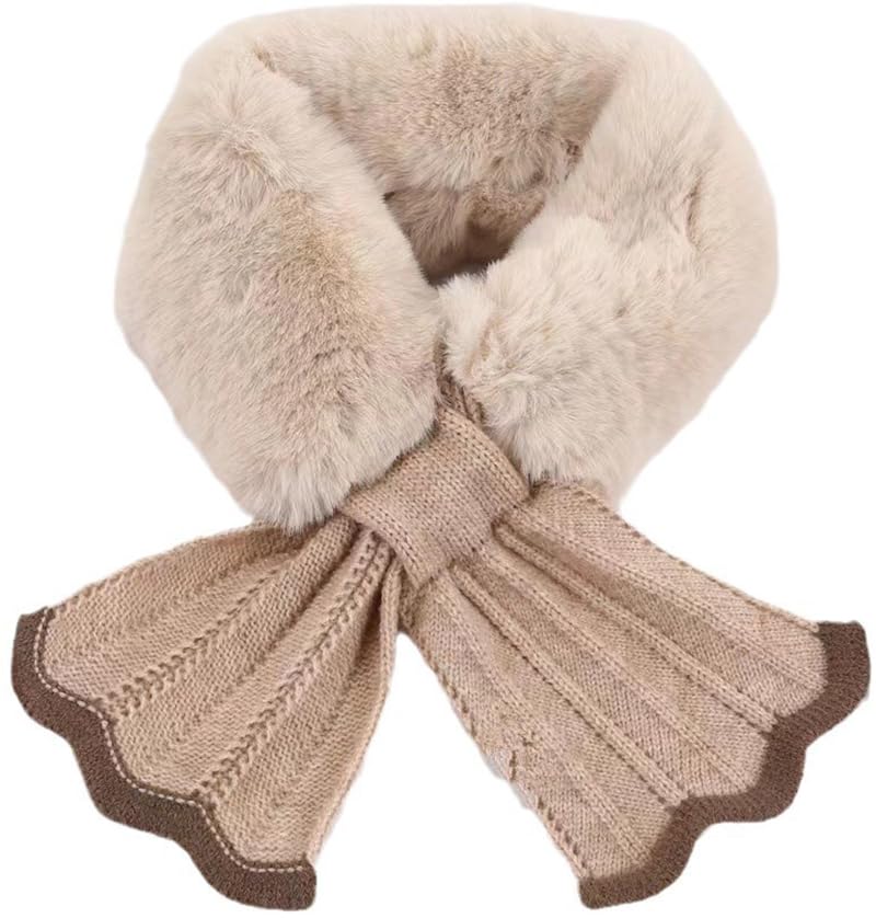 INOGIH Kids Girls Winter Fur-Collar-Scarf Cold-Weather Warm-Neck-Shrug for 5-10 Years Old