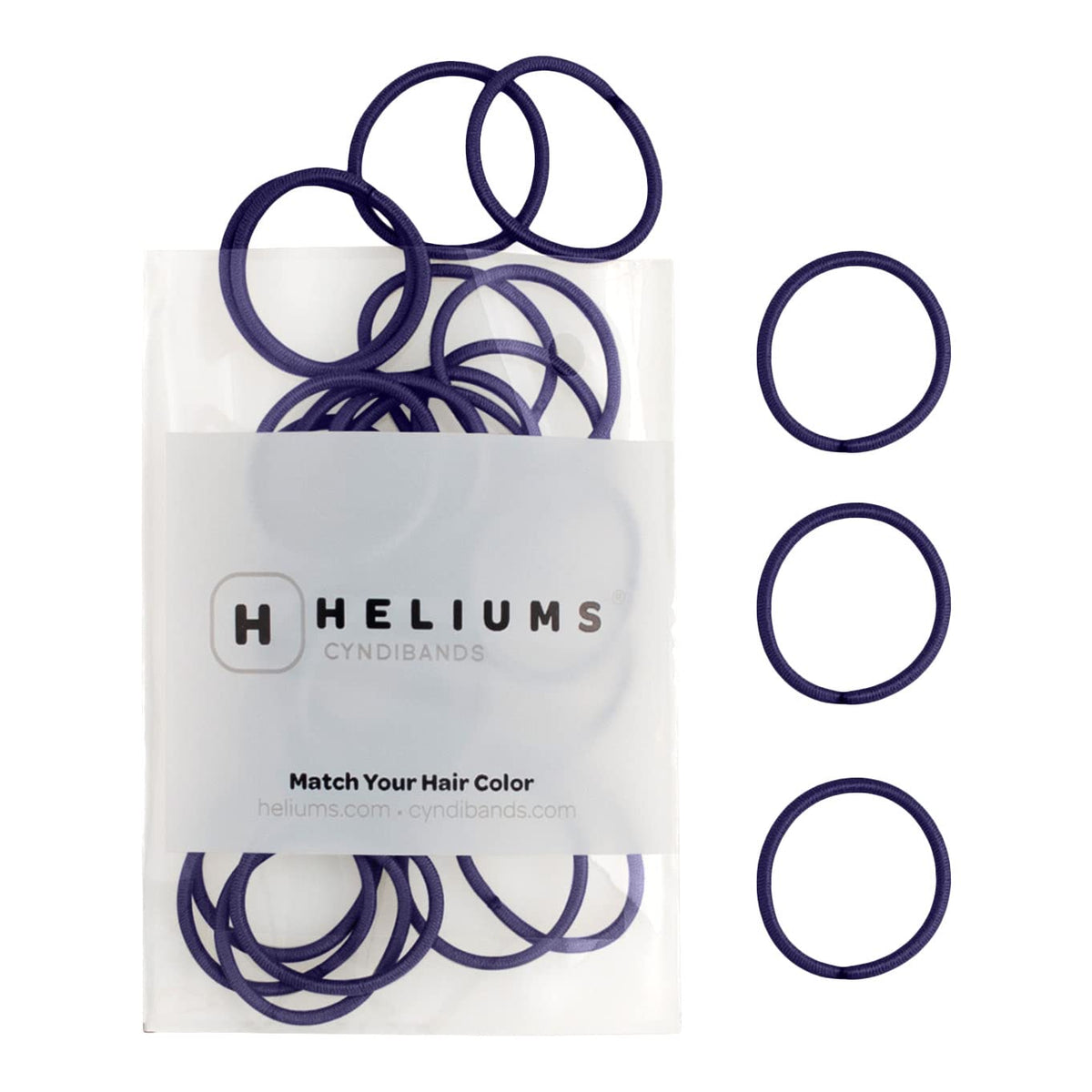 Heliums Small Hair Ties - Gray - No Damage Mini 1 Inch Reusable 2mm Elastics for Thin Hair and Kids, Neutral Ponytail Holders - 48 Count