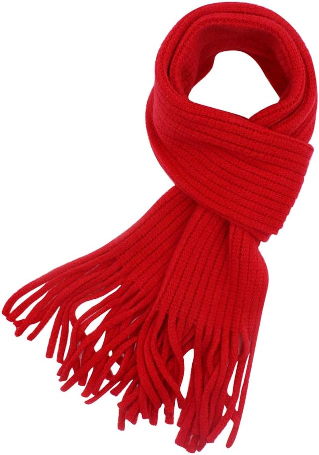 RARITYUS Kids Knitted Scarf Fashion Solid Color Toddler Soft Warm Scarves Neck Warmer Winter for Girls Womens