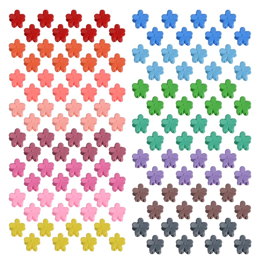 Mini Flower Hair Clip Flower Clips,Colorful Mini Hair Claw,for Women, Girls,Baby, Toddler Bangs Strong Grip Small Tiny Rainbow Hair Clips (50, Matte Colors)