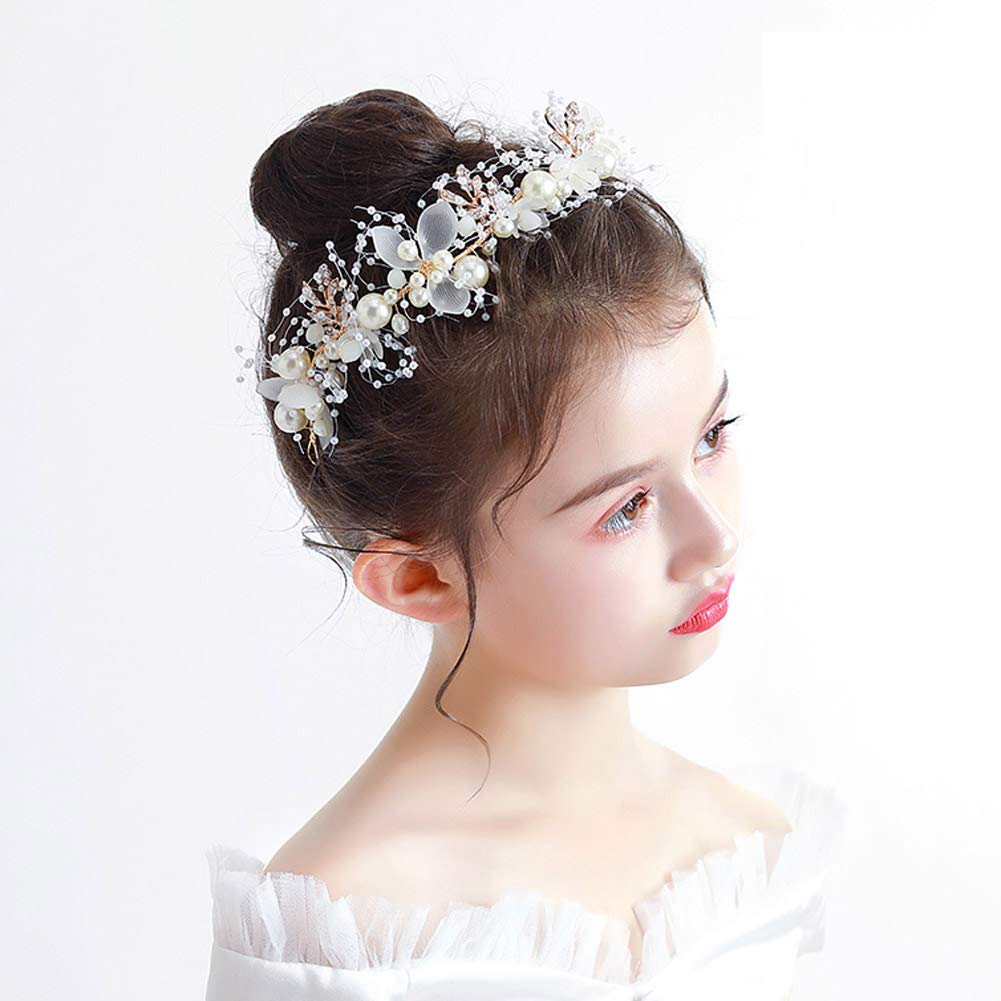 Flower Girl Hair Accessory Pearls White Floral Cute Elegant Hair Pin for Bridesmaid Wedding Dress Shows Children' Day Party