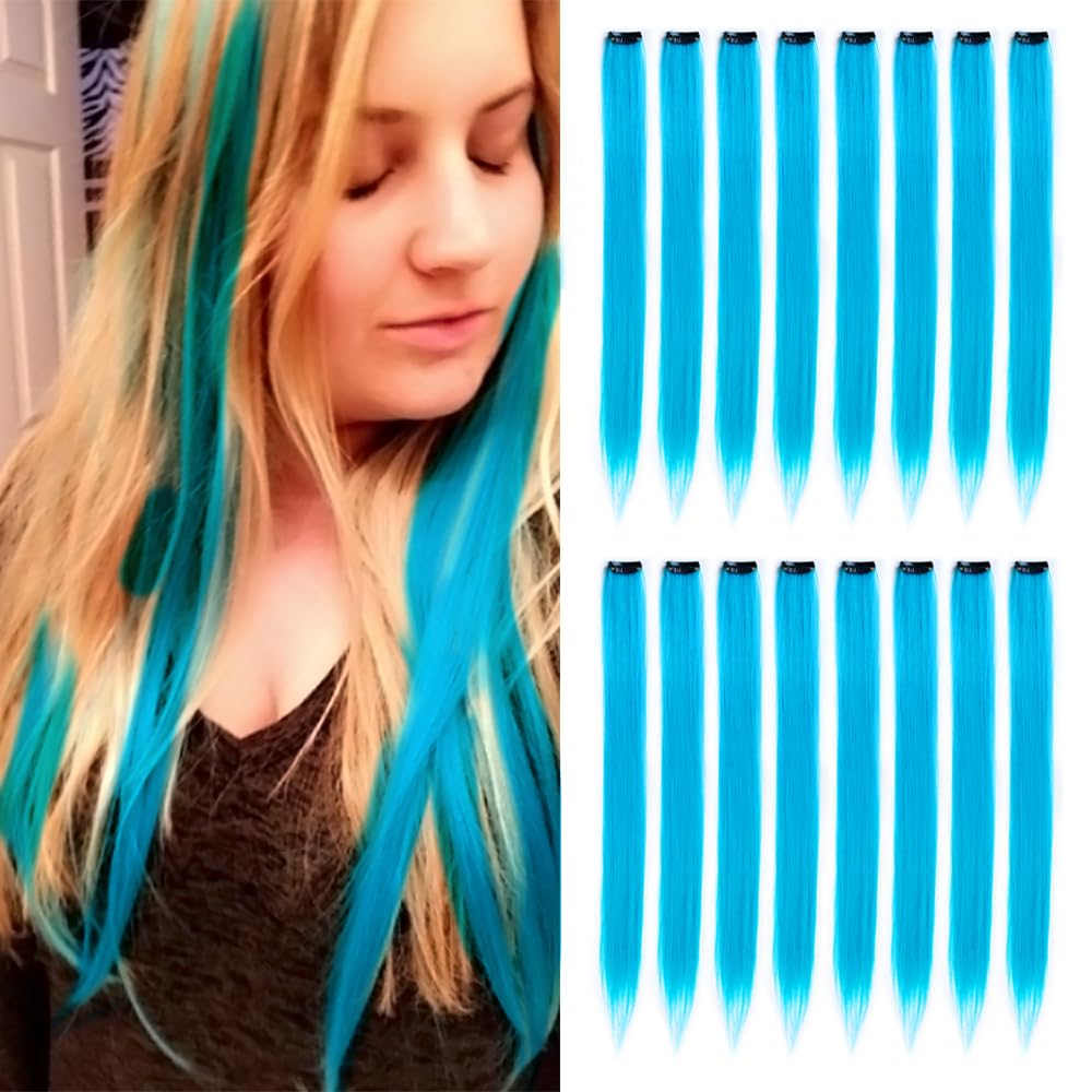 32Pcs Colored Hair Extensions 20Inch Straight Clip in on Hairpieces