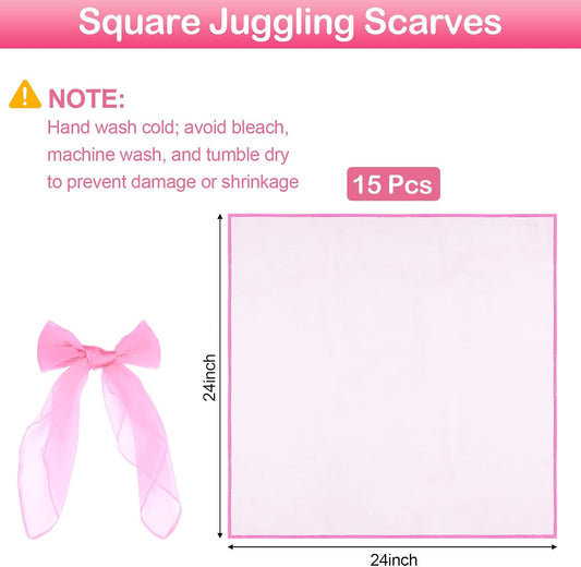 15 Pcs Scarves for Kids Play, Juggling Scarves, Play Scarve