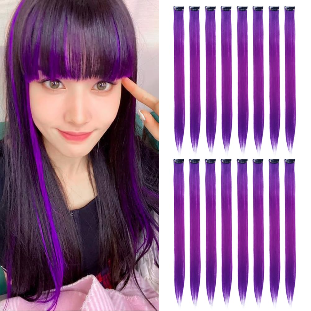 32Pcs Colored Hair Extensions 20Inch Straight Clip in on Hairpieces