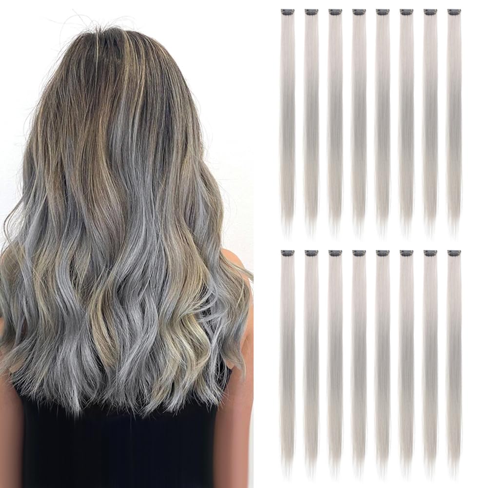 32Pcs Colored Hair Extensions 20Inch Straight Clip in on Hairpieces