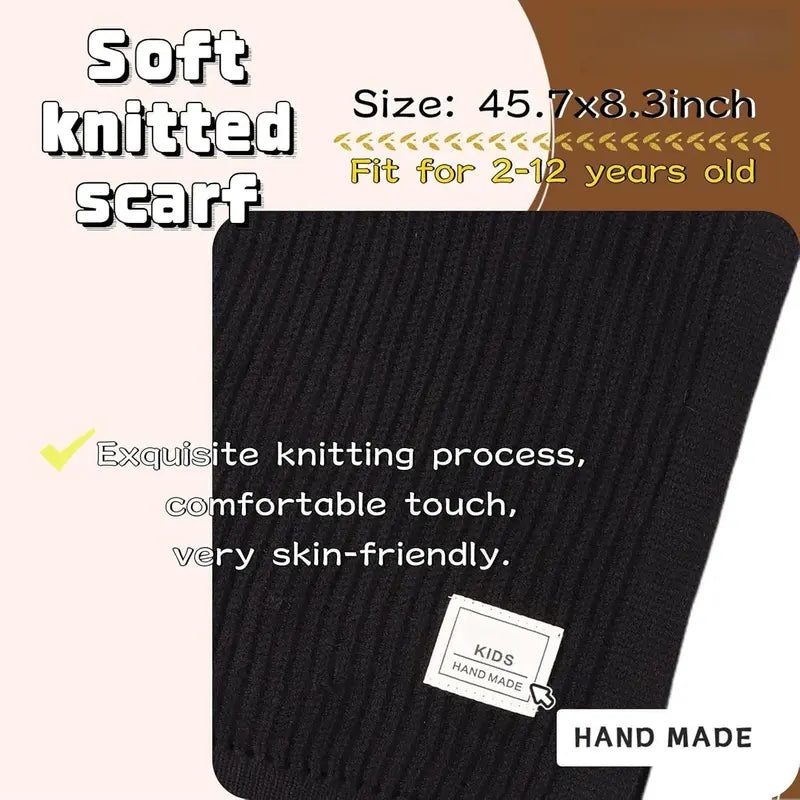 P-HDW05 Kids Scarf Soft Warm Knit Neck Warmer Winter Classic Scarf for Boys Girls