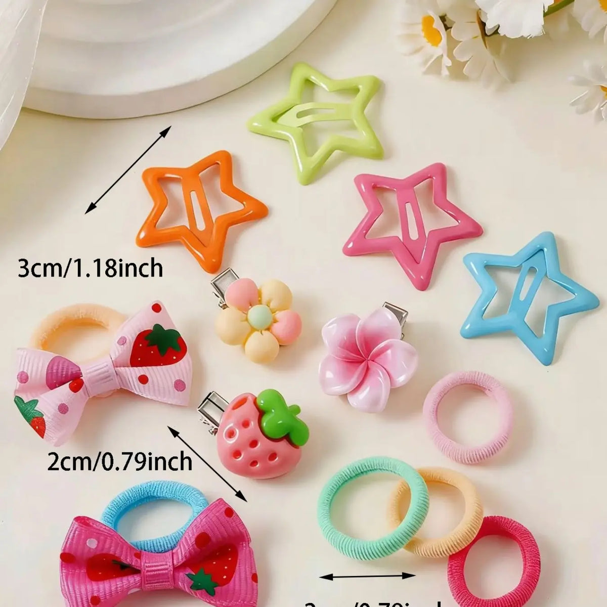 718pcs/Set (No Box) Girls' Pink Bowknot Hair Clips, Cute Princess Colorful Hair Accessories, High Elastic Durable Non-Damaging Hair Ties, Hair Bands, Rabbit Ear Hair Rings, Versatile Duck Clip Barrettes, Suitable For Daily Use