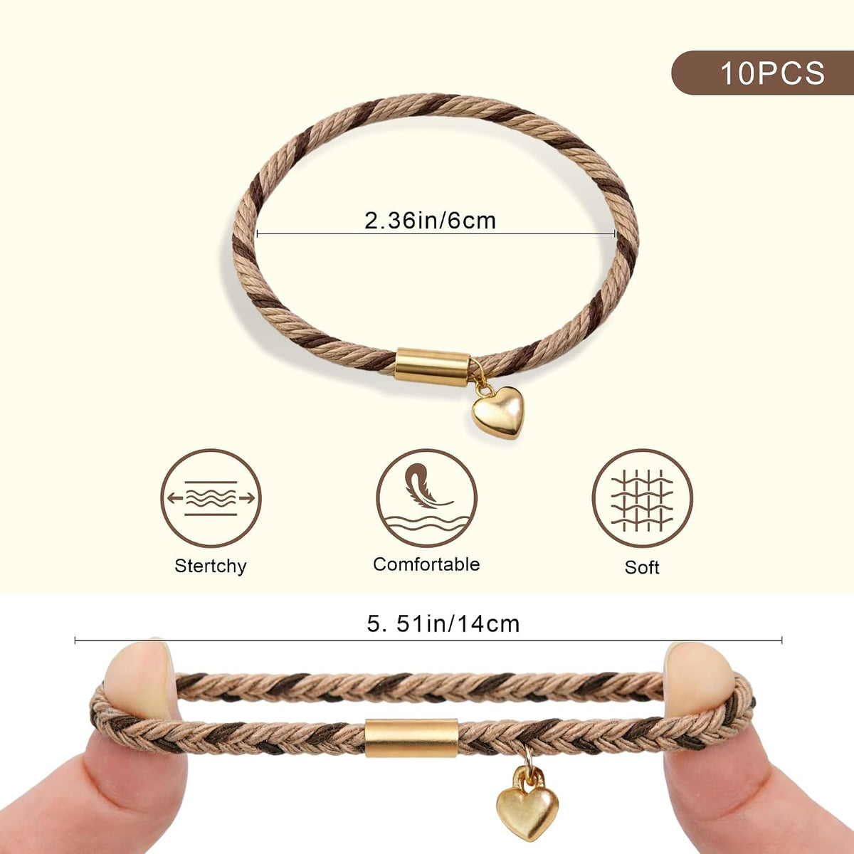 10 Pcs Hair Ties Bracelets - Gifts for Women Girls, Hair Accessories