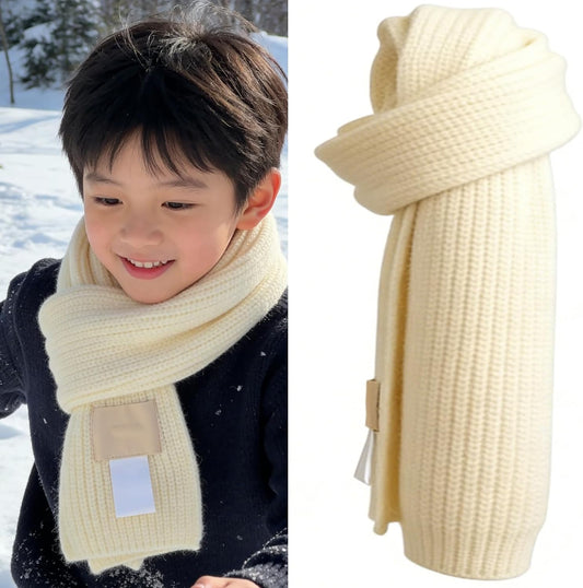 IZUS Child Winter-Warm Soft-Knitted-Scarf Little-Kids Neck-Warm-Scarves for Spring Cold-Weather Outdoor/Travel/Walk 7x55in