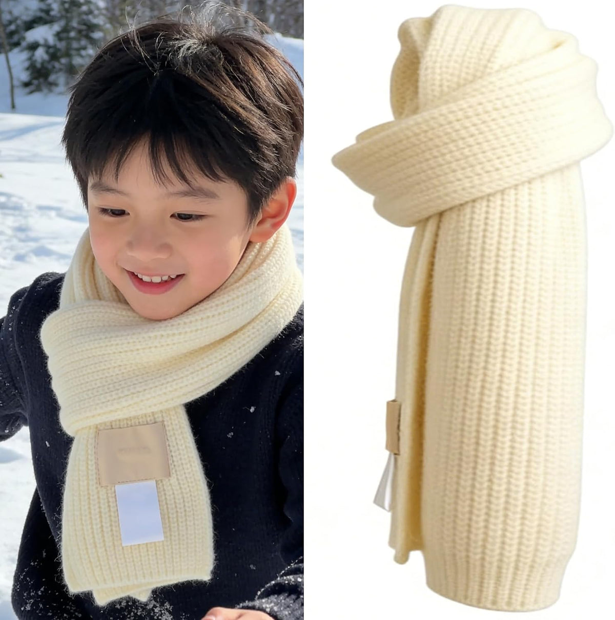 IZUS Child Winter-Warm Soft-Knitted-Scarf Little-Kids Neck-Warm-Scarves for Spring Cold-Weather Outdoor/Travel/Walk 7x55in