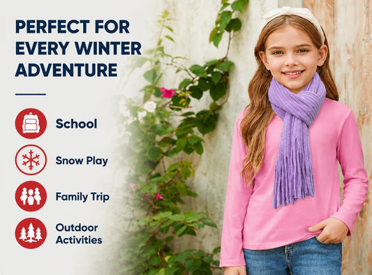 Kids Scarf Girls Soft Warm Knit Neck Warmer Toddler Long Winter Scarf for Boys Girl
