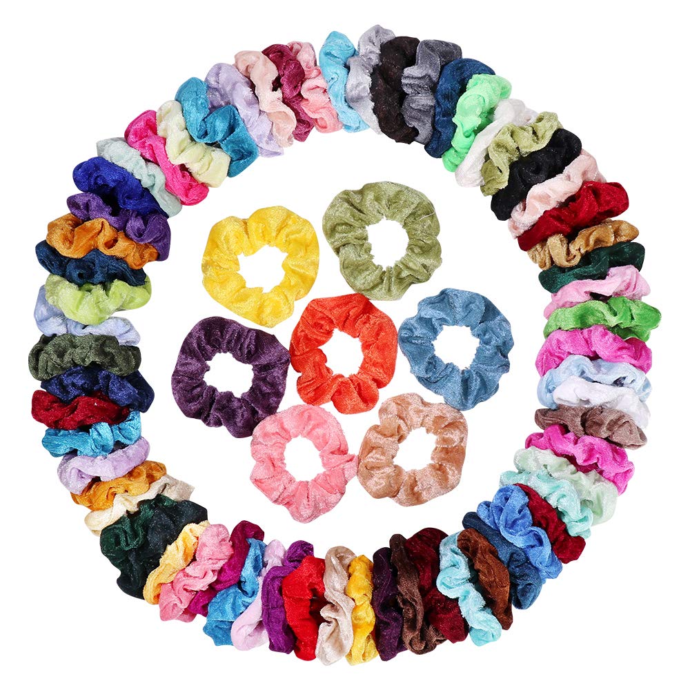 52 Pcs Velvet Hair Scrunchies Hair Bands for Women or Girls