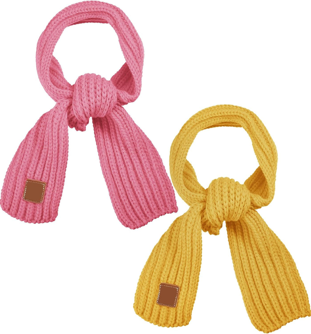 Zhanmai 2 Pcs Toddler Scarf Kids Warm Set Winter Knit Scarves Soft Neck Warmer for Boys Girls Children