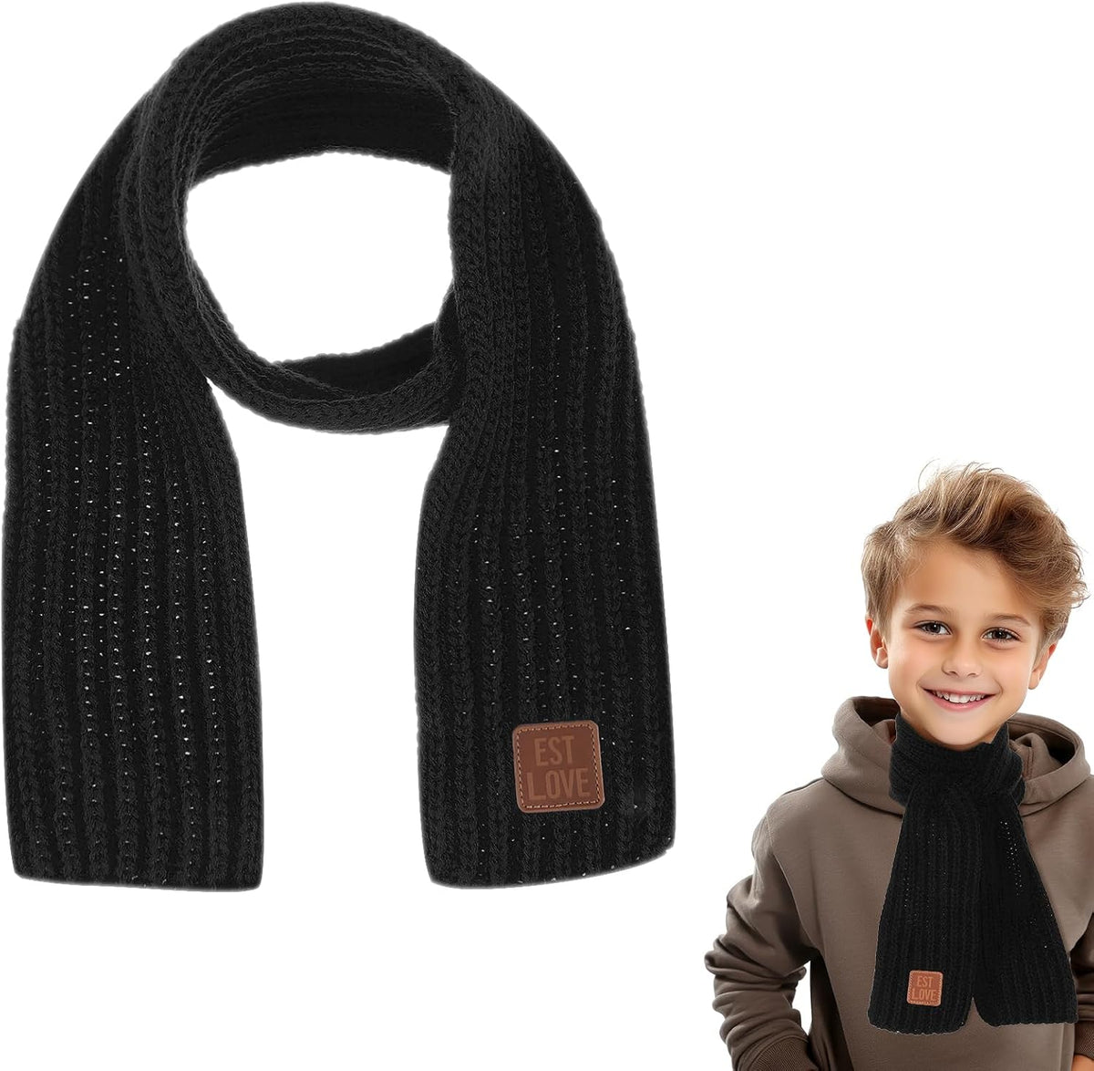 Abeillo Warm Kids Winter Knit Scarves Soft Knitted Neck Warmer Scarf Warm Scarves Wrap for Boys Girls