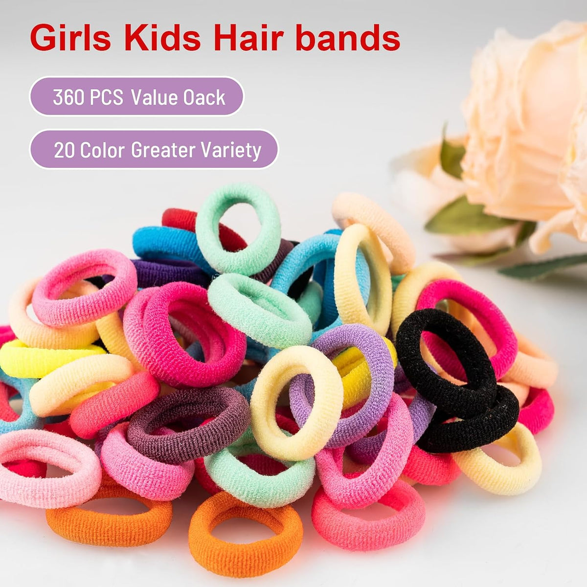 360Pcs Baby Hair Ties, Small No Damage Elastic Hair Bands