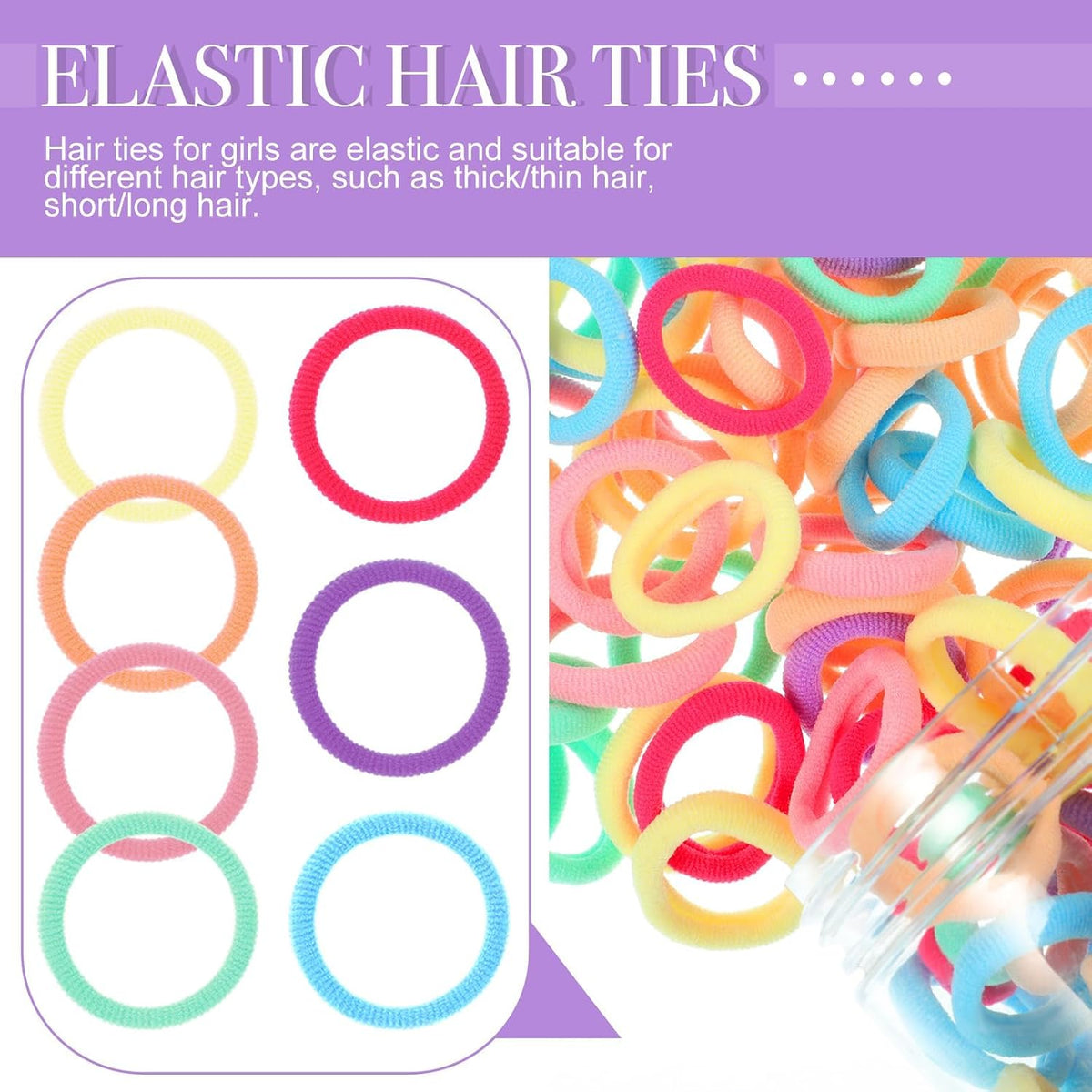 150 Pack Soft Seamless Hair Bands and Ponytail Holders - Elastic No Damage Hair Accessories for Girls and Toddlers