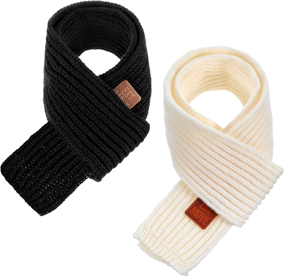2Pcs Warm Kids Winter Knit Scarves, Soft Knitted Neck Warmer Toddler Scarf, Child Warm Scarves Wrap for Boys Girls