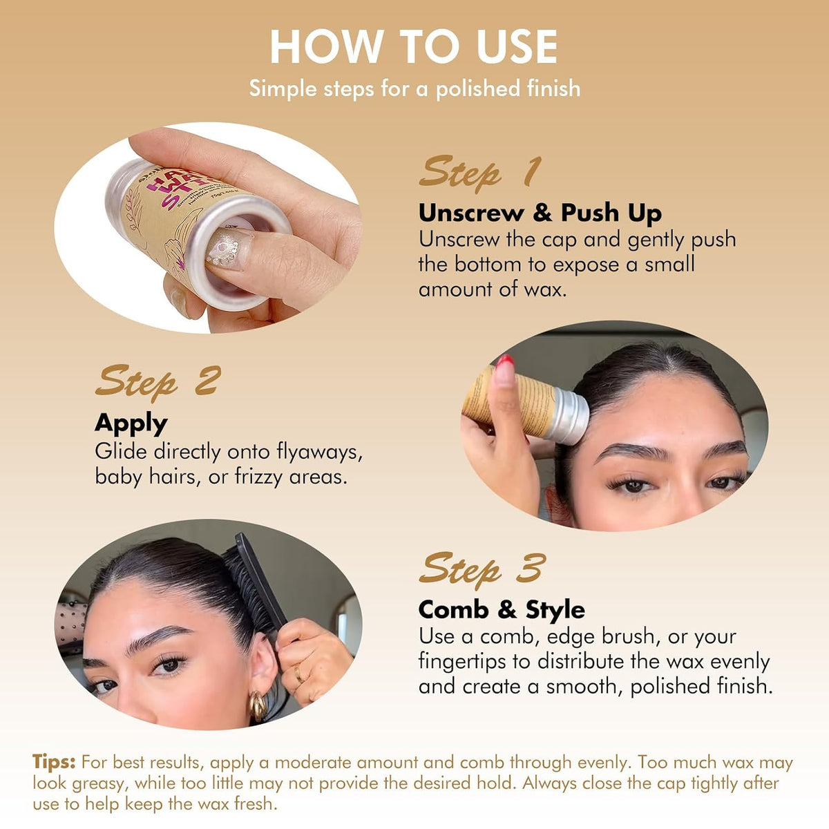 Dolahair Hair Wax Stick - Flyaway Control Styling Pomade for Kids, Women