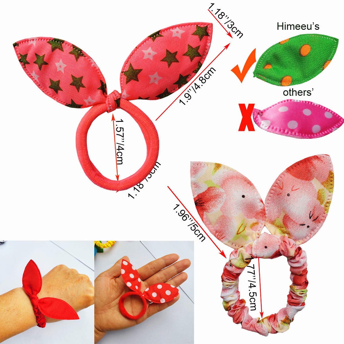 40 PCS Girls Rabbit Ear Hair Ties for Toddler Girls Cotton Hair Bands Women No Crease Ponytail Holders Colors Randomly