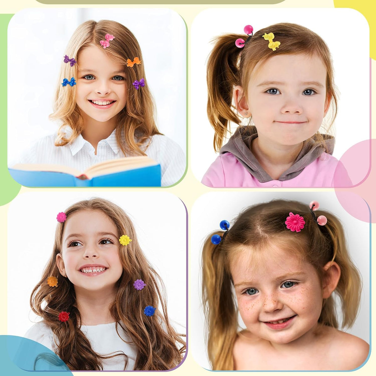 Giegxin 60 Pcs Girls Barrettes Hair Clips Ponytail Ties, ovely Style