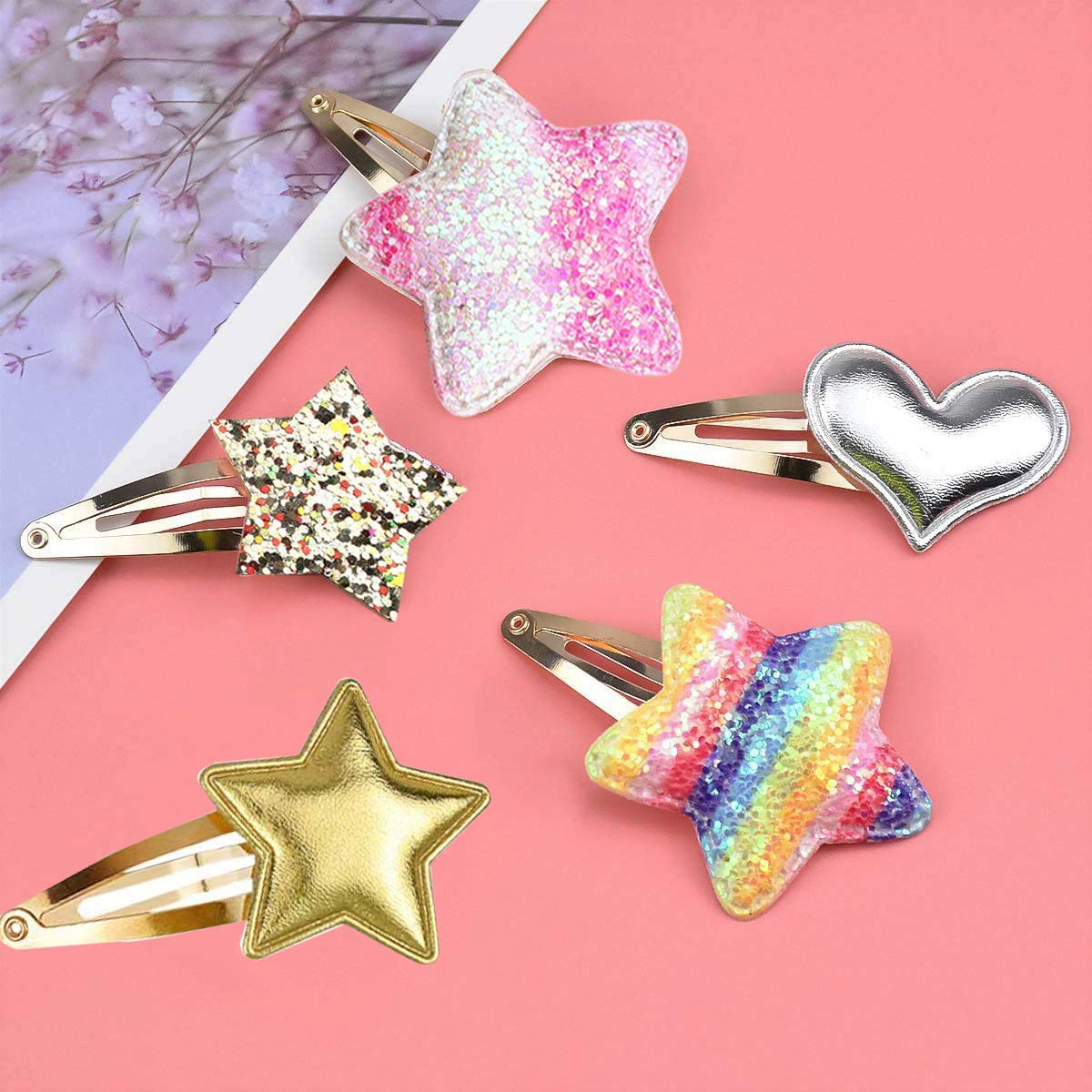 Gingbiss 16 Pcs Girls Hair Clips, Cute Sparkly Snap Hair Barrettes for Kids