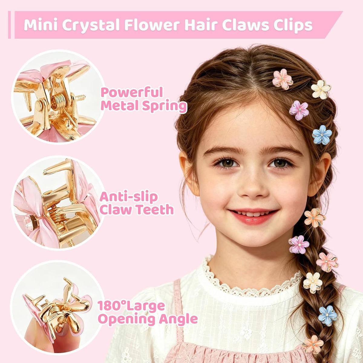 76Pcs Pink Little Girls Hair Accessories Set with Elastic Hair Ties Clips